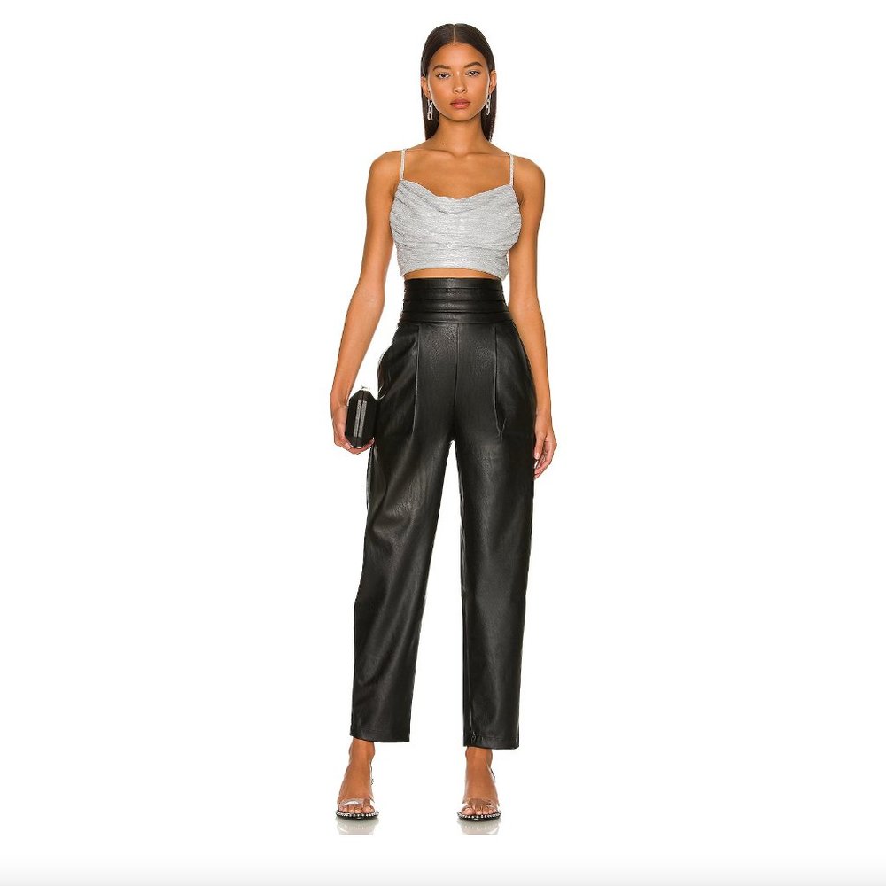 - NEW NONChalant Label Phoenix Vegan Leather Tuxedo Pant Black BX2 - Picture 4 of 8